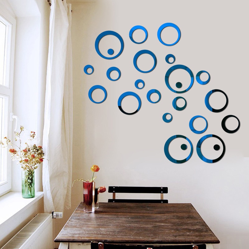 Decorative Round Mirror Wall Stickers Set