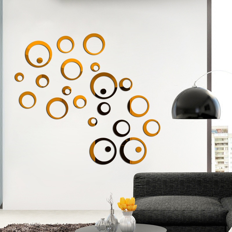 Decorative Round Mirror Wall Stickers Set