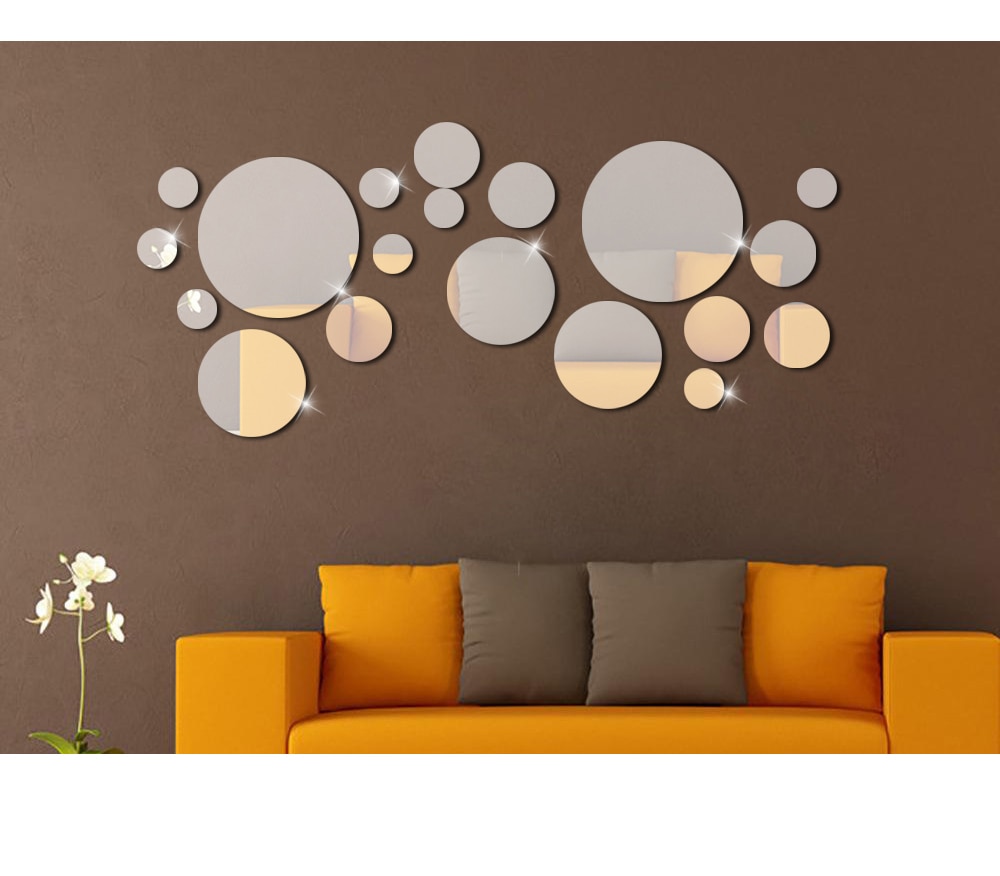 Decorative Round Mirror Wall Stickers Set