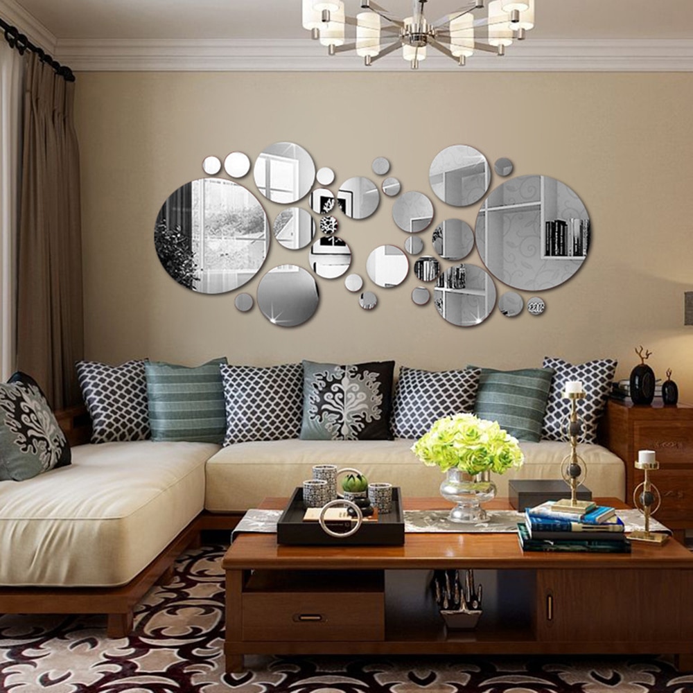 Decorative Round Mirror Wall Stickers Set