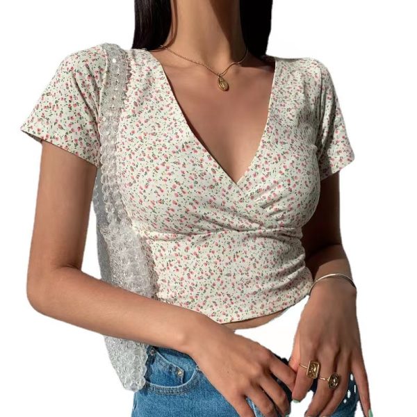 floral cross v-neck - Image 5